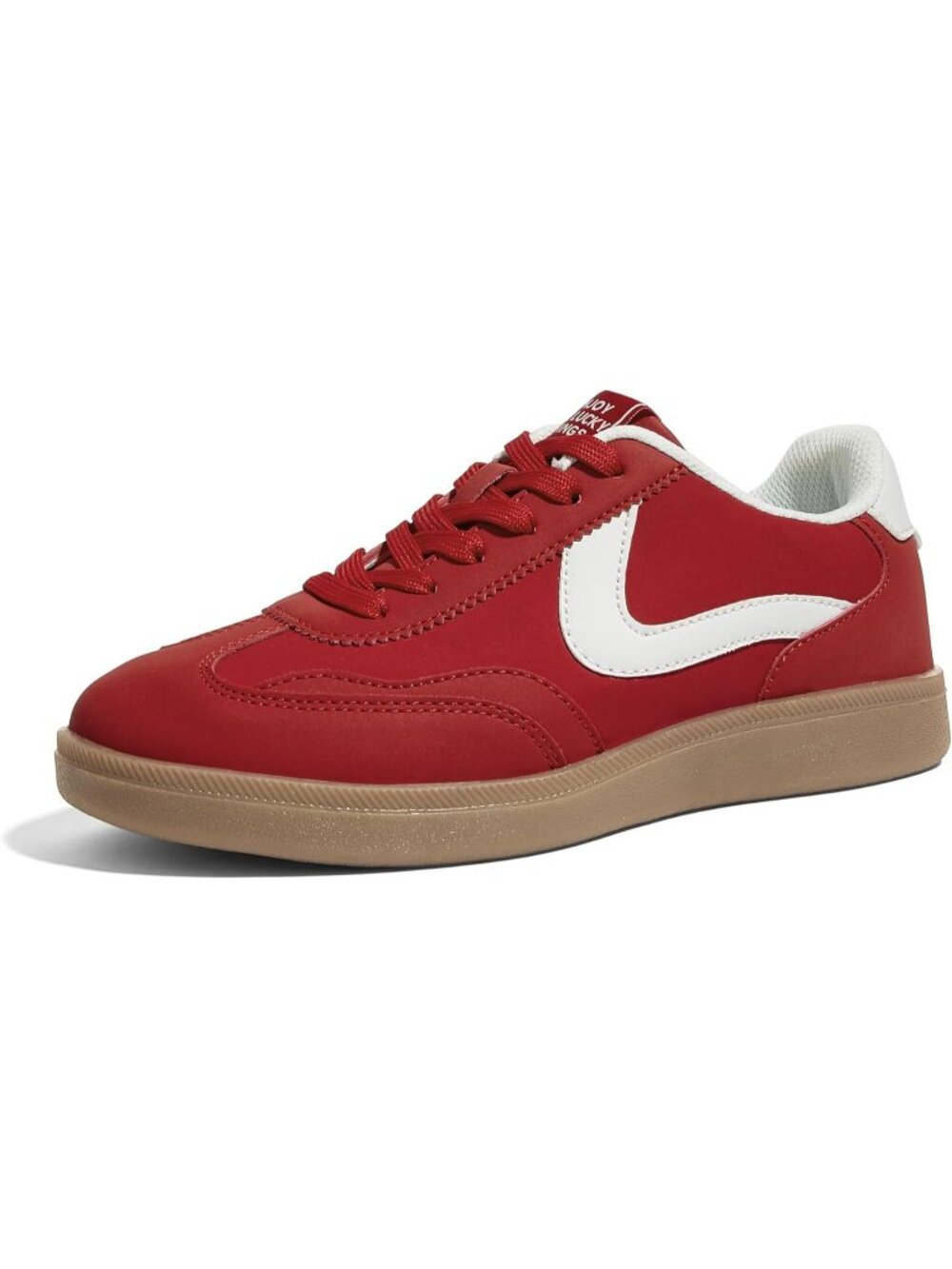 Women's Red Classic Fashion Casual Skate No Slip Lace Up Walking Sneaker Shoes